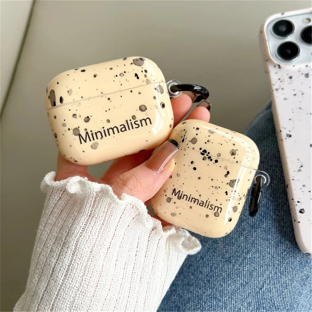 For Apple AirPods 3 Protective Cover Ink Style Dot IMD + TPU Cover Portable Earbuds Case with Buckle - 6