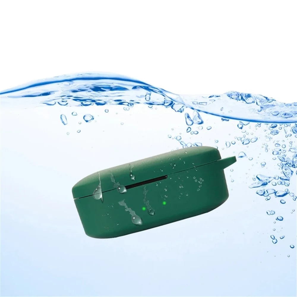 Anti-shock Protection Case for QCY T2C Earphone Charging Box, Silicone Headset Soft Cover with Anti-Lost Buckle - Dark Blue - 2