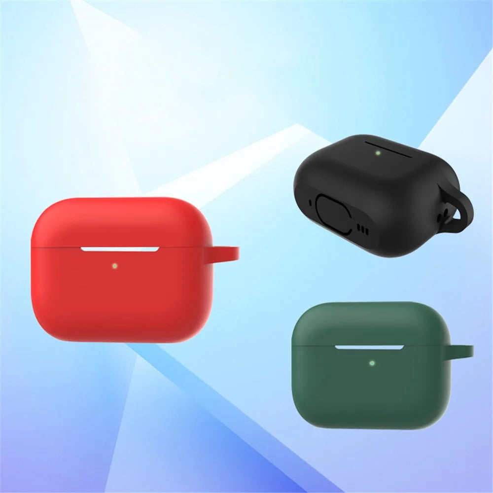 A2 For AirPods Pro 2 Bluetooth-compatible Earphone Soft Silicone Protective Case Flat Bottom Anti-scratch Anti-drop Cover with Ring Buckle - Midnight Blue - 4
