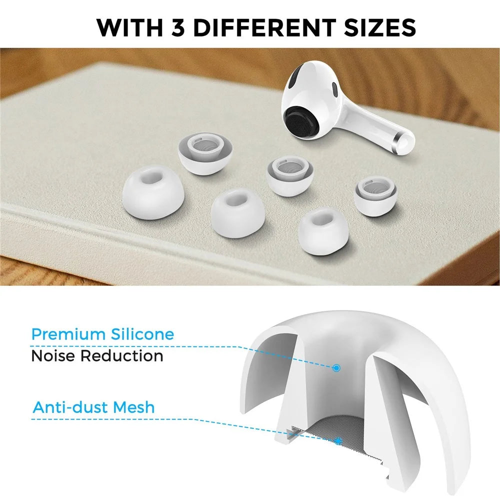 AHASTYLE WG86 2 Pairs for Apple AirPods Pro 2 / AirPods Pro Silicone Ear Caps Earphone Eartips Soft In-Ear Earplugs Cover - S/White - 4