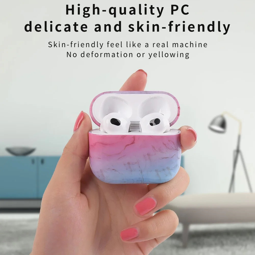 For Apple AirPods Pro (Gen 2) (USB-C) / Pro 2 Anti-drop Hard PC Earbud Case Marble Pattern Bluetooth-compatible Earphone Protective Cover - S04 - 2