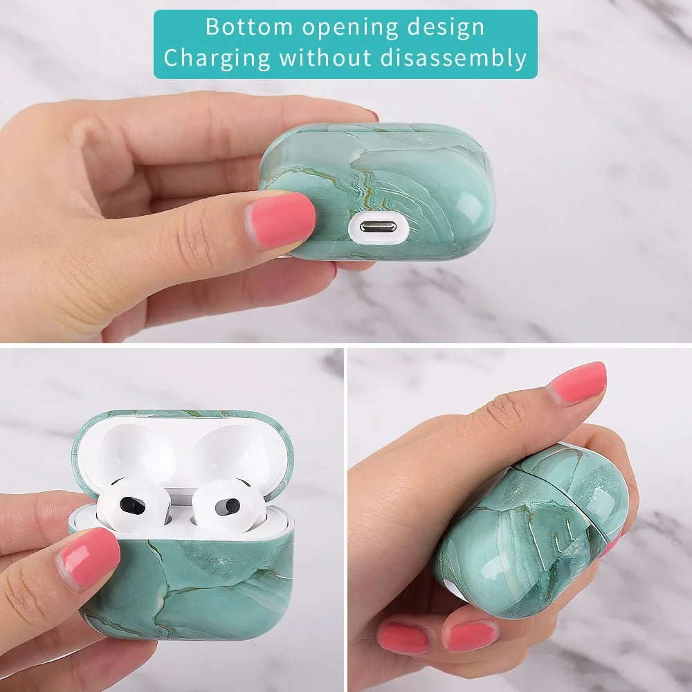 For Apple AirPods Pro (Gen 2) (USB-C) / Pro 2 Anti-drop Hard PC Earbud Case Marble Pattern Bluetooth-compatible Earphone Protective Cover - S04 - 6