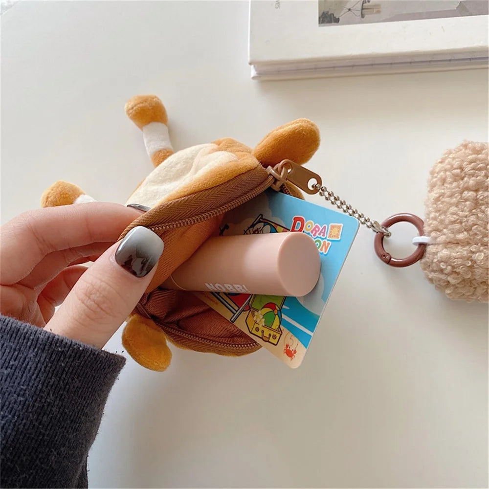 For Apple AirPods with Charging Case (2016) / (2019) / AirPods with Wireless Charging Case (2019) Fluff TPU Earphone Case Anti-drop Earbud Cover with Cartoon Toast Wallet - 4