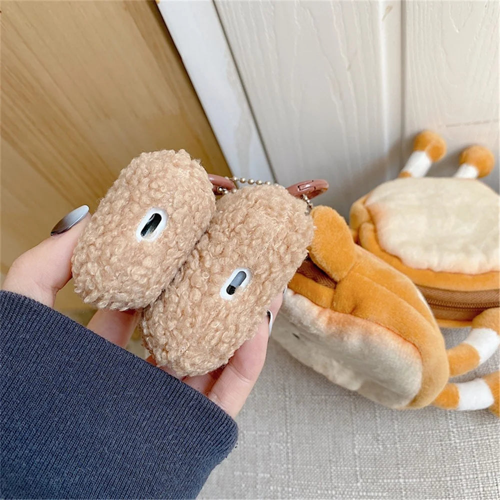 For Apple AirPods with Charging Case (2016) / (2019) / AirPods with Wireless Charging Case (2019) Fluff TPU Earphone Case Anti-drop Earbud Cover with Cartoon Toast Wallet - 7