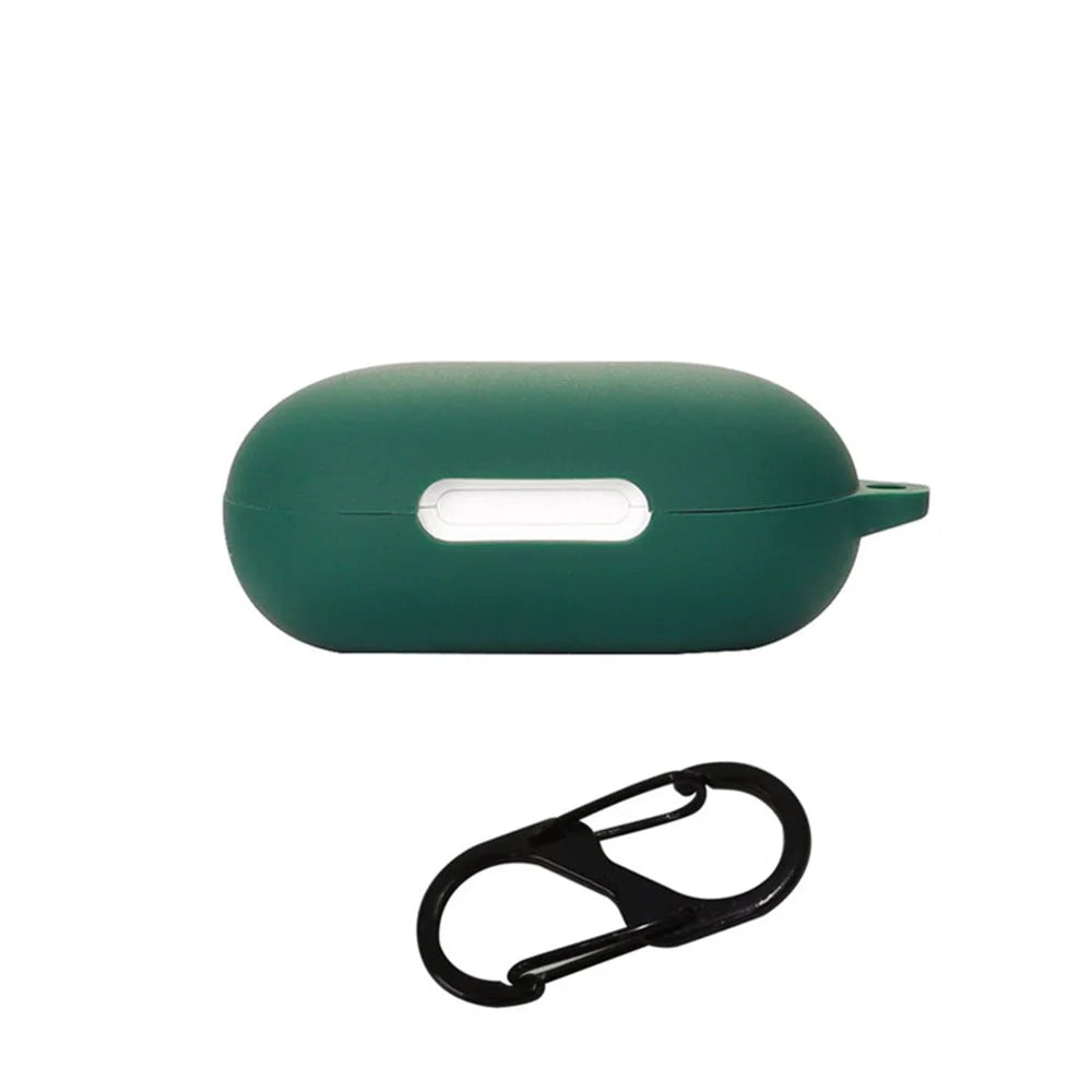 Anti-dust Flexible Silicone Case for Anker Soundcore Space A40 Earphone Charging Box, Drop Protection Cover with Carrying Buckle - Dark Green - 1