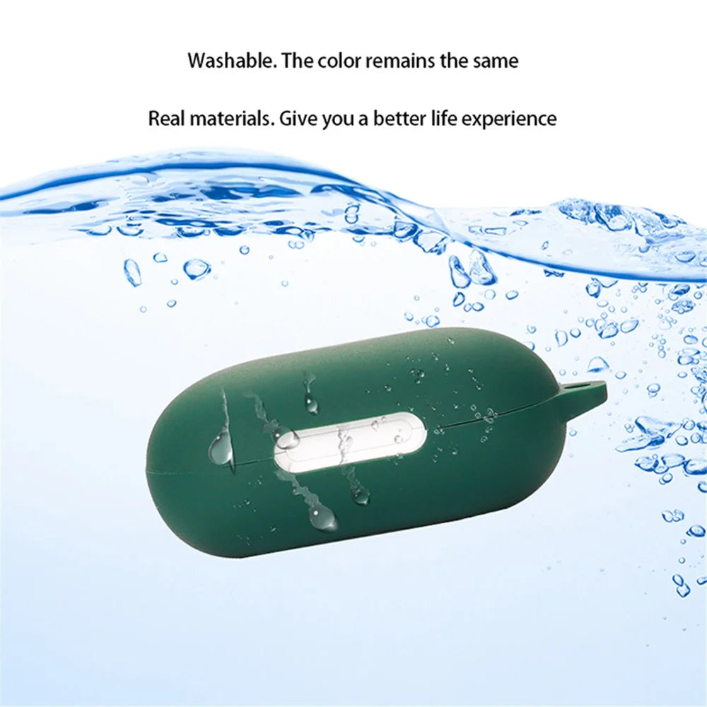 Anti-dust Flexible Silicone Case for Anker Soundcore Space A40 Earphone Charging Box, Drop Protection Cover with Carrying Buckle - Dark Green - 3
