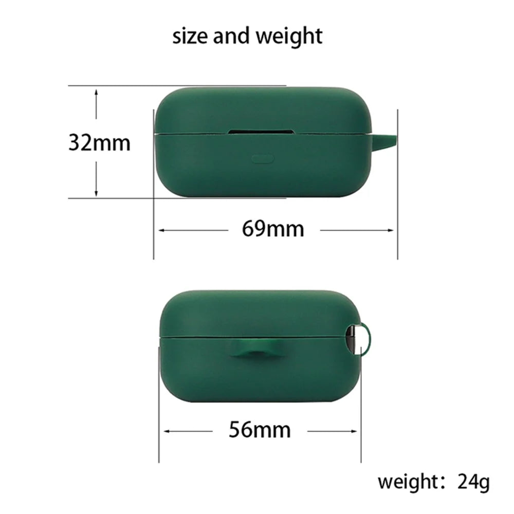 For Realme Buds Air 3S Silicone Protective Cover TWS Bluetooth Earphone Anti-drop Anti-dust Case with Anti-lost Buckle - Blackish Green - 7