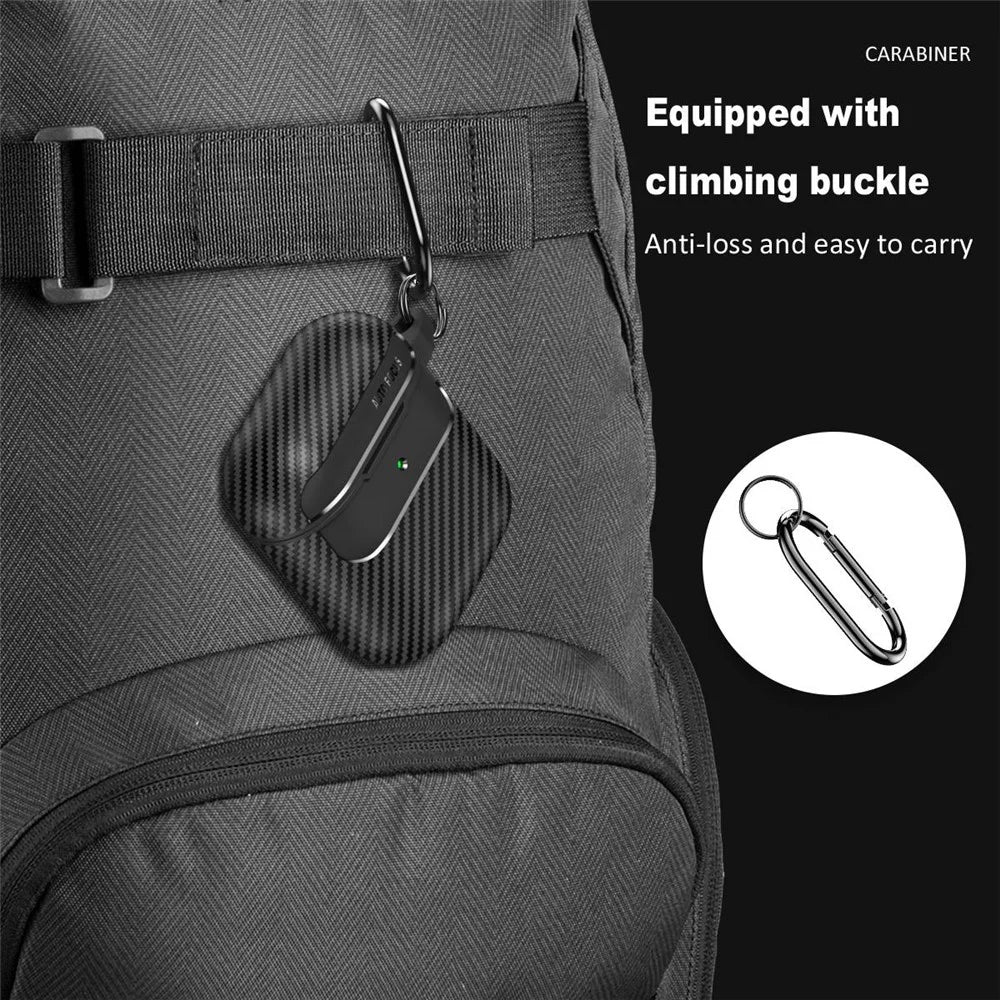 For AirPods with Charging Case (2016)  /  (2019)  /  AirPods with Wireless Charging Case (2019) Carbon Fiber TPU Anti-scratch Case Wireless Earphone Full Protection Cover - Black - 6