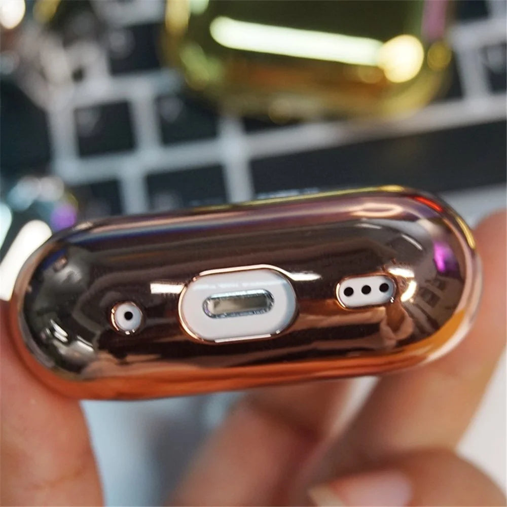 For AirPods Pro (Gen 2) (USB-C) / Pro 2 Bluetooth-compatible Earphone Protective Case Electroplated PC Anti-drop Cover - Rose Gold - 3