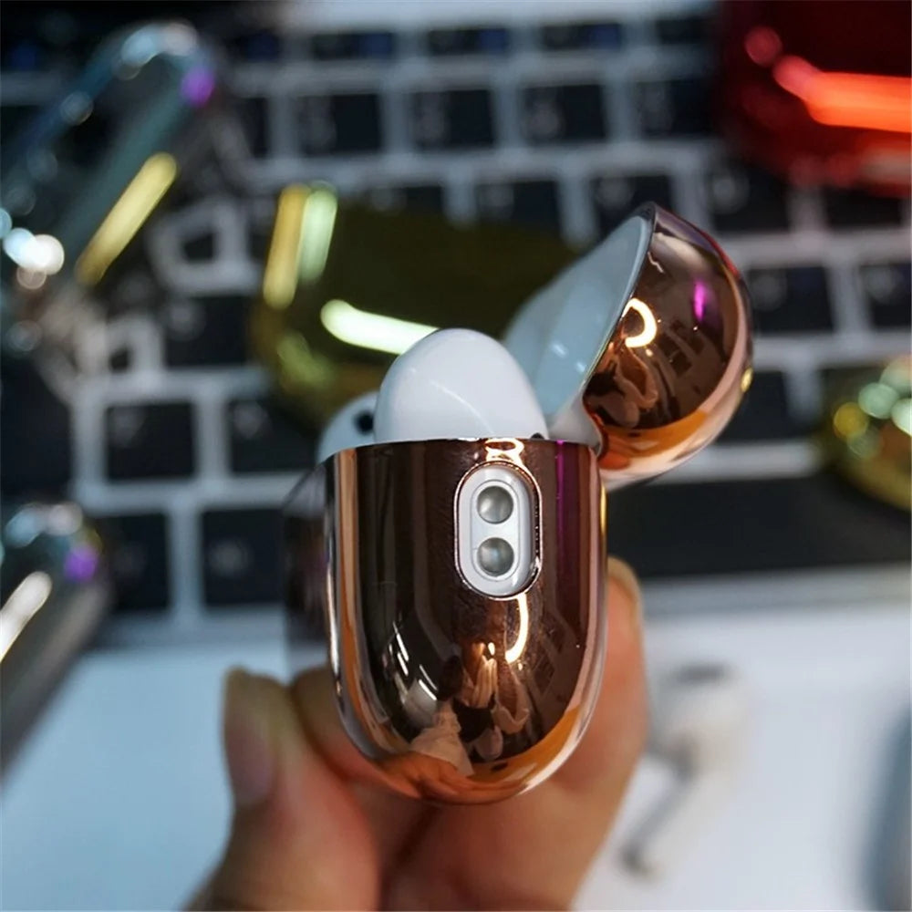 For AirPods Pro (Gen 2) (USB-C) / Pro 2 Protective Case Stylish Electroplating Bluetooth-compatible Earphone TPU Anti-drop Cover with Lanyard - Rose Gold - 2