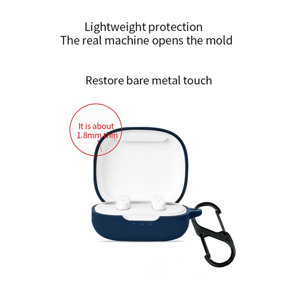 Protective Carrying Case for JBL Compact Earphone Dustproof Protector Charging Box Sleeve Anti-scratch Cover with Buckle - Dark Blue - 2