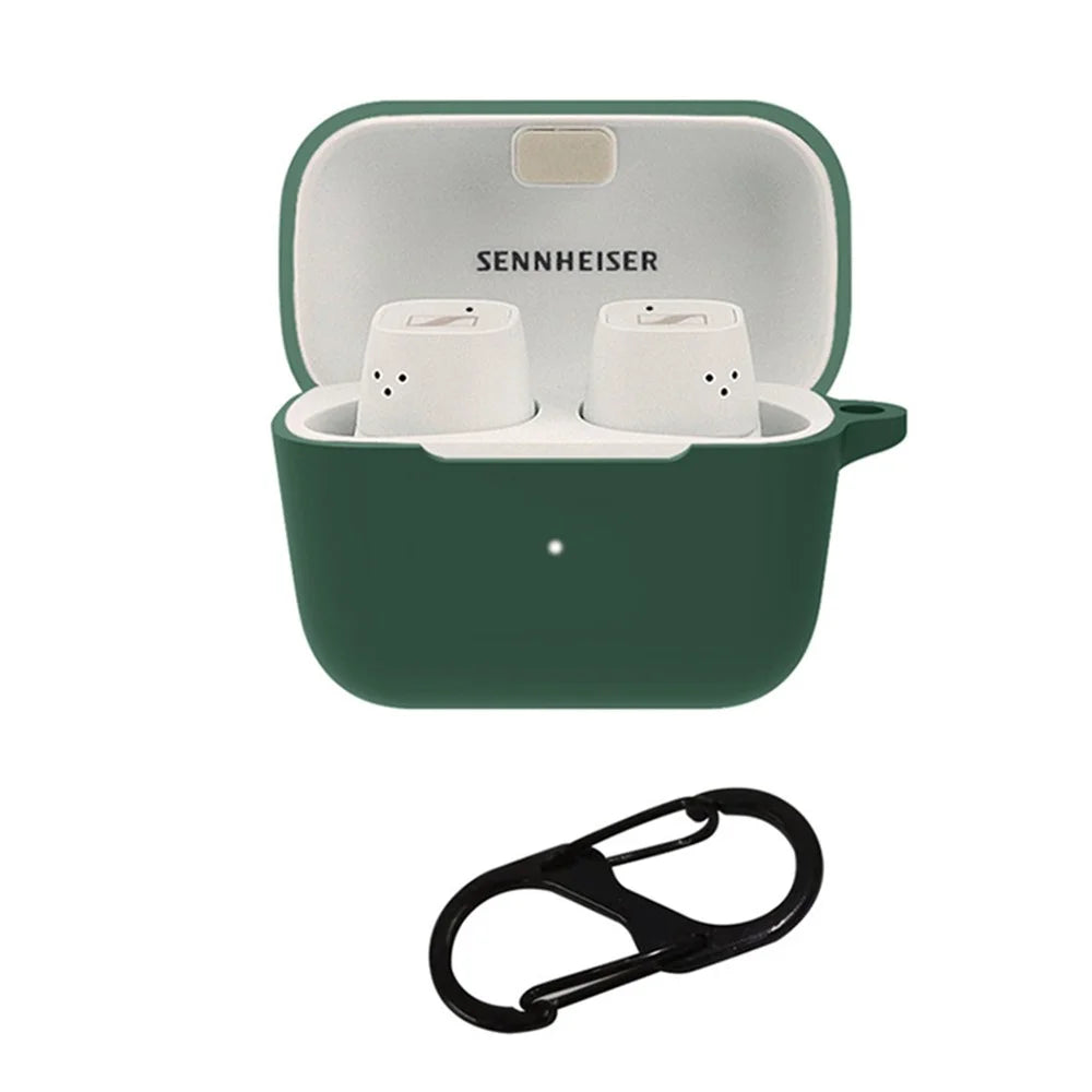 Anti-scratch Carrying Case for Sennheiser CX 500BT Earphone Charging Box Protective Cover with Buckle - Dark Green - 1