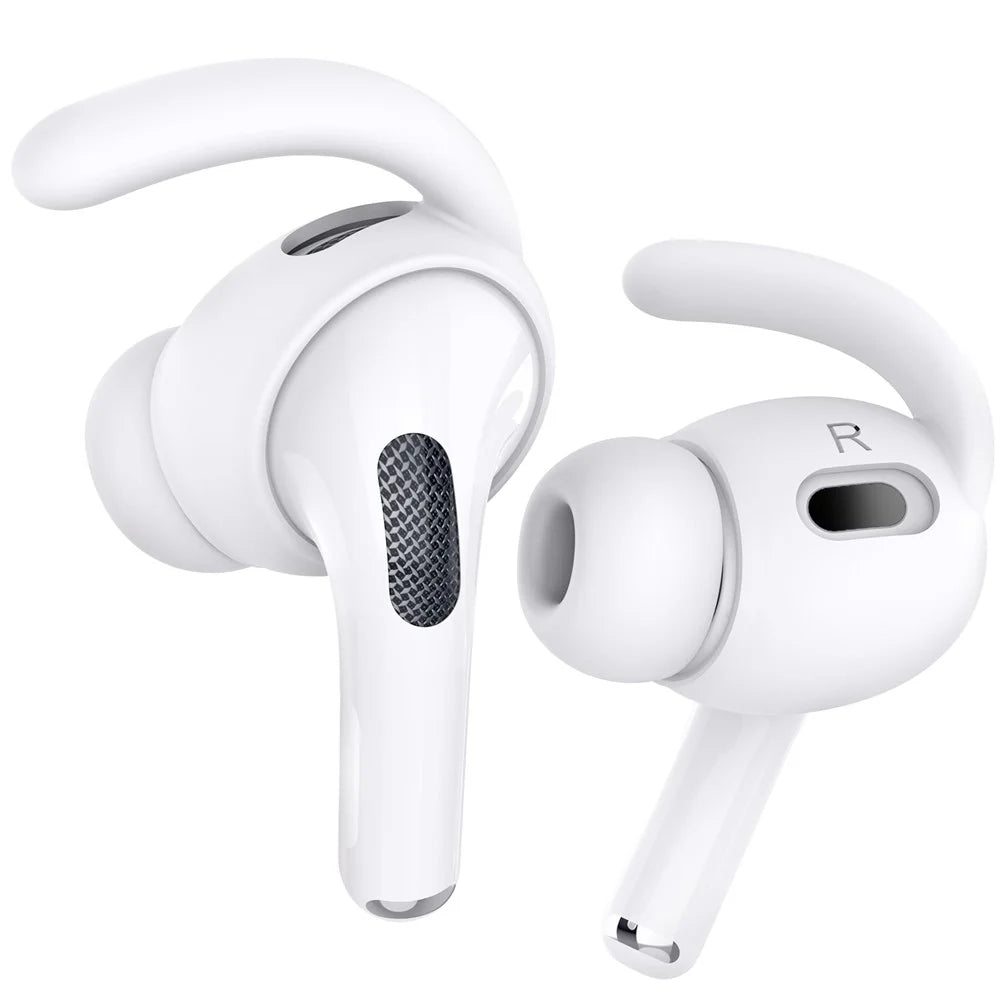 AHASTYLE 1 Pair Ear Hooks for AirPods Pro 2 Bluetooth-compatible Earphone Anti-lost Anti-skid Earhooks Silicone Ear Tips - White - 2