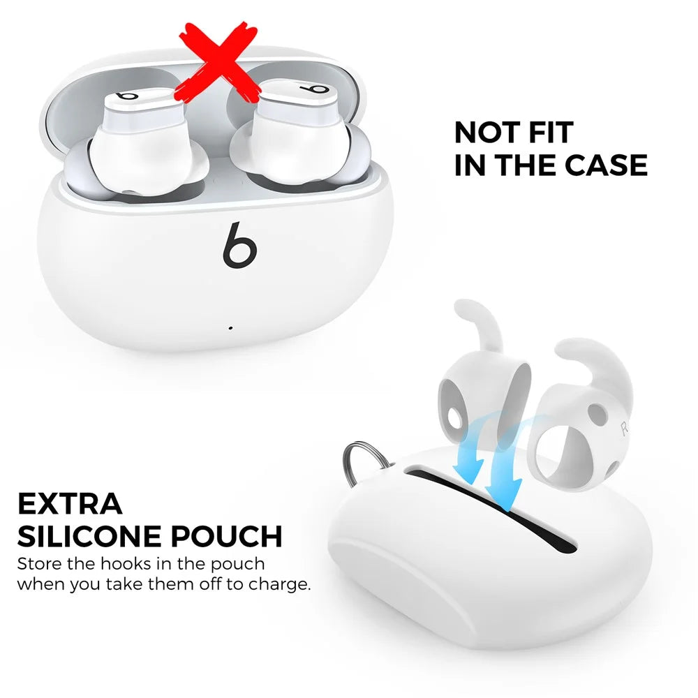 AHASTYLE PT172 3 Pairs Ear Hook Cover Anti-Lost Bluetooth-compatible Earphone Accessories Compatible with Beats Studio Buds - White - 3