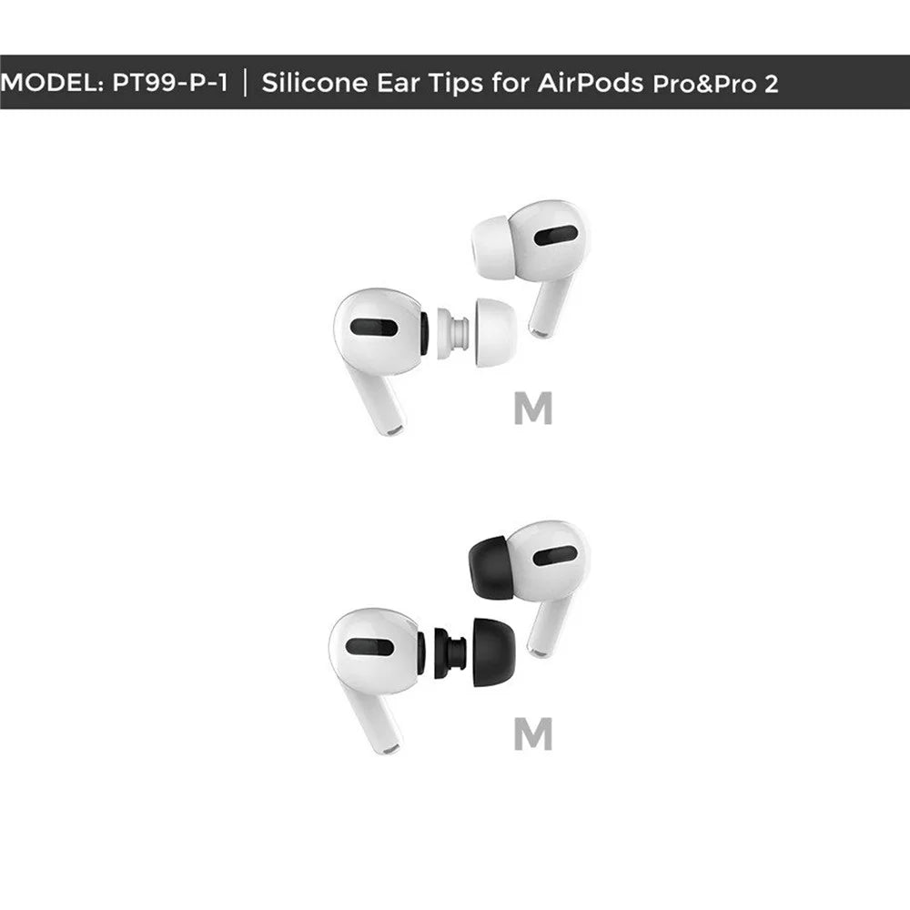 AHASTYLE PT99-PRO-1 One Pair Earphone Tips Replacement for Apple AirPods Pro / AirPods Pro 2 Silicone Bluetooth-compatible Headset Ear Caps, Size: L - White - 6