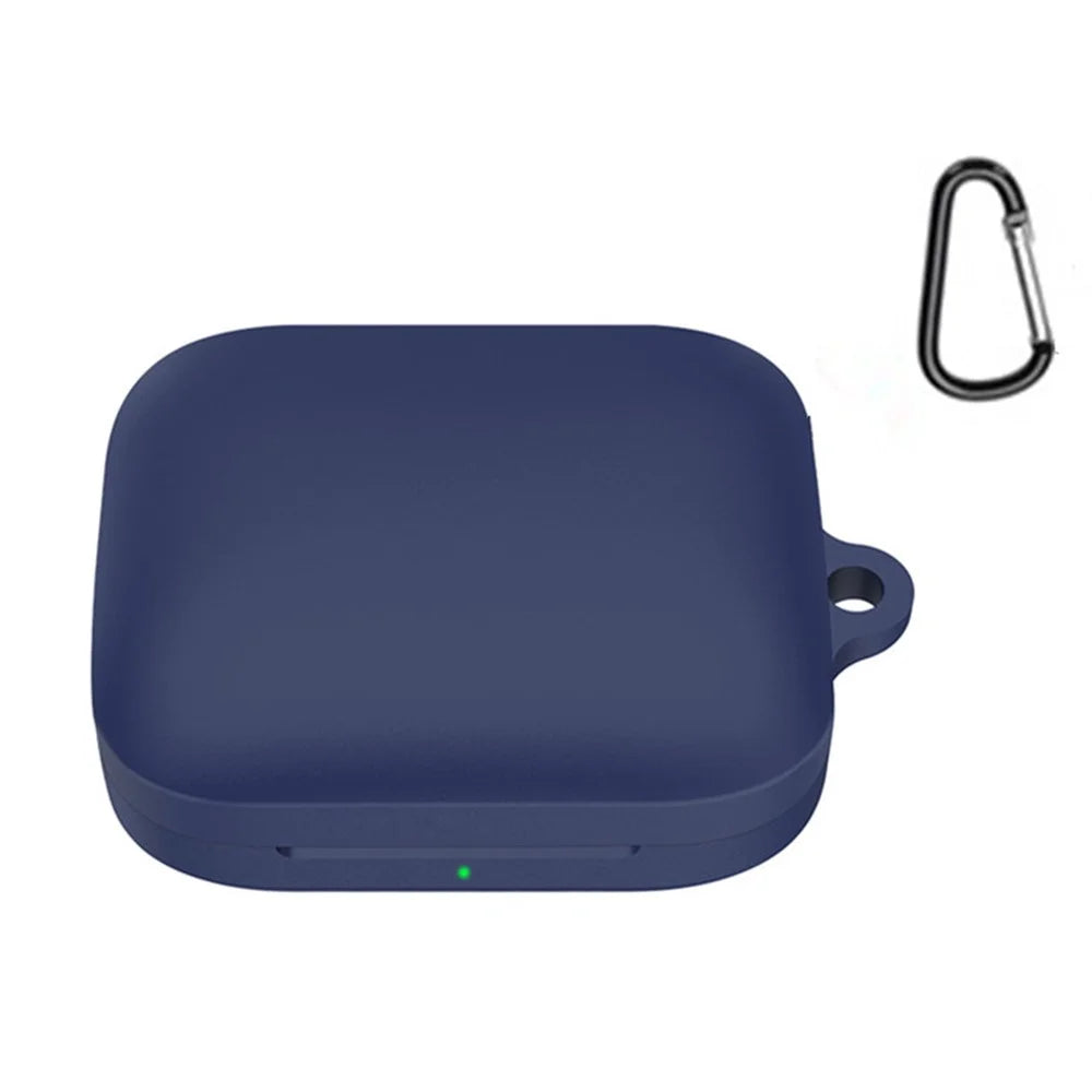 For OnePlus Buds Pro 2 TWS Wireless Bluetooth-compatible Earphones Charging Box Soft Silicone Cover with Anti-lost Buckle - Midnight Blue - 1
