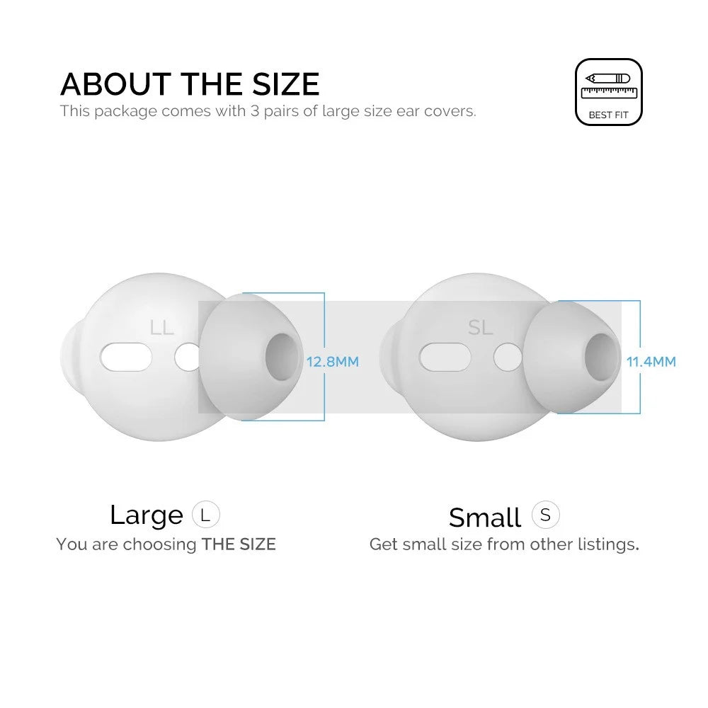 AHASTYLE PT66 3 Pairs Earbuds Cap for Apple AirPods with Charging Case (2016) / (2019) Silicone Eartips Cover, Size: L - White - 2