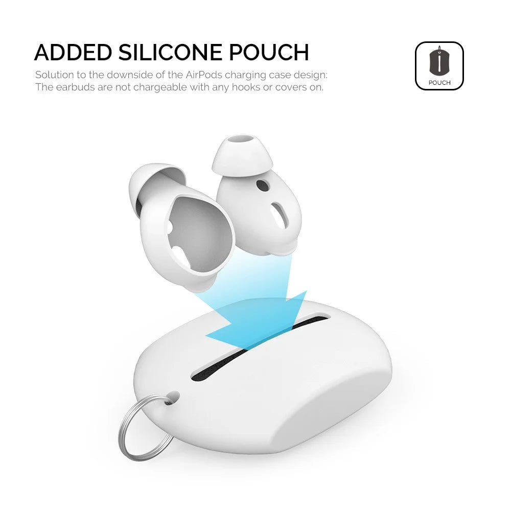 AHASTYLE PT66 3 Pairs Earbuds Cap for Apple AirPods with Charging Case (2016) / (2019) Silicone Eartips Cover, Size: L - White - 6