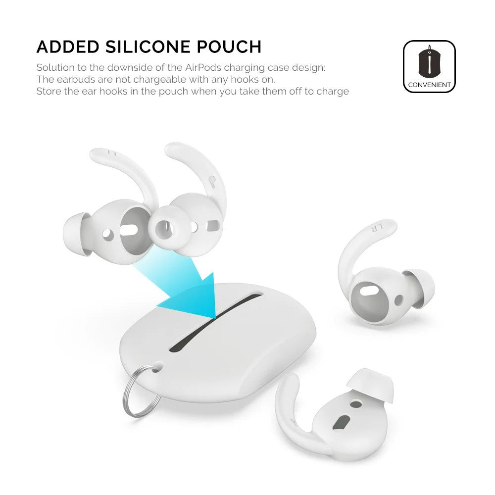 AHASTYLE PT40 for Apple AirPods with Charging Case (2016) / (2019) / AirPods with Wireless Charging Case (2019) 2 Pairs Earphone Caps Silicone Earbud Eartips Covers, Size: S + L - White - 6