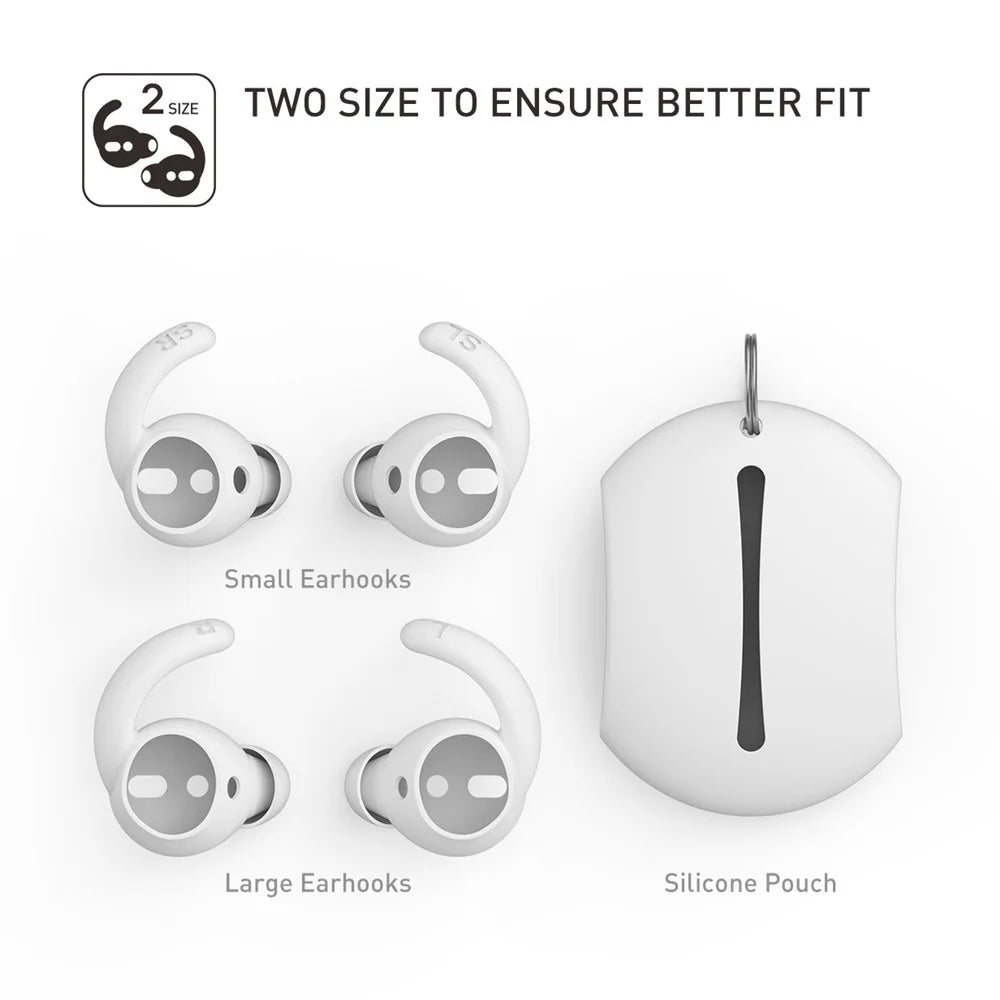 AHASTYLE PT40 for Apple AirPods with Charging Case (2016) / (2019) / AirPods with Wireless Charging Case (2019) 2 Pairs Silicone Earphone Cover Cap Eartip, Size: L - Black - 4