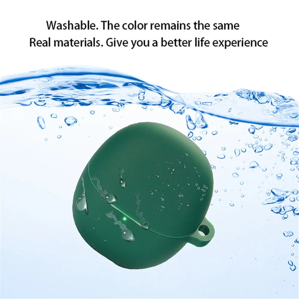 For Xiaomi Buds 4 Wireless Bluetooth-compatible Earphones Charging Box Solid Color Silicone Cover with Anti-lost Buckle - Sky Blue - 2