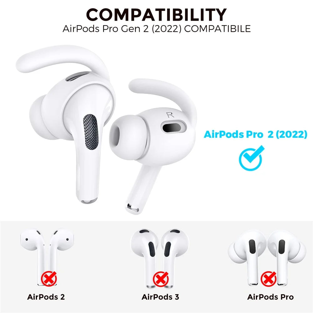 AHASTYLE PT189 3 Pairs S Size Earphone Tips for Apple AirPods Pro 2, Soft Silicone Anti-slip Earbuds Sleeve Anti-lost Earhook Eartips - White - 3