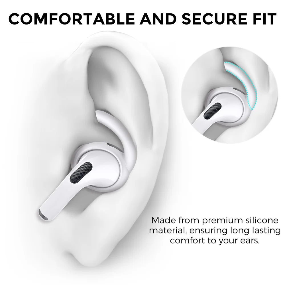 AHASTYLE PT189 1 Pair S Size Earphone Earhook Tips for Apple AirPods Pro 2, Soft Silicone Anti-slip Anti-lost Earbuds Cover Eartips - White - 5