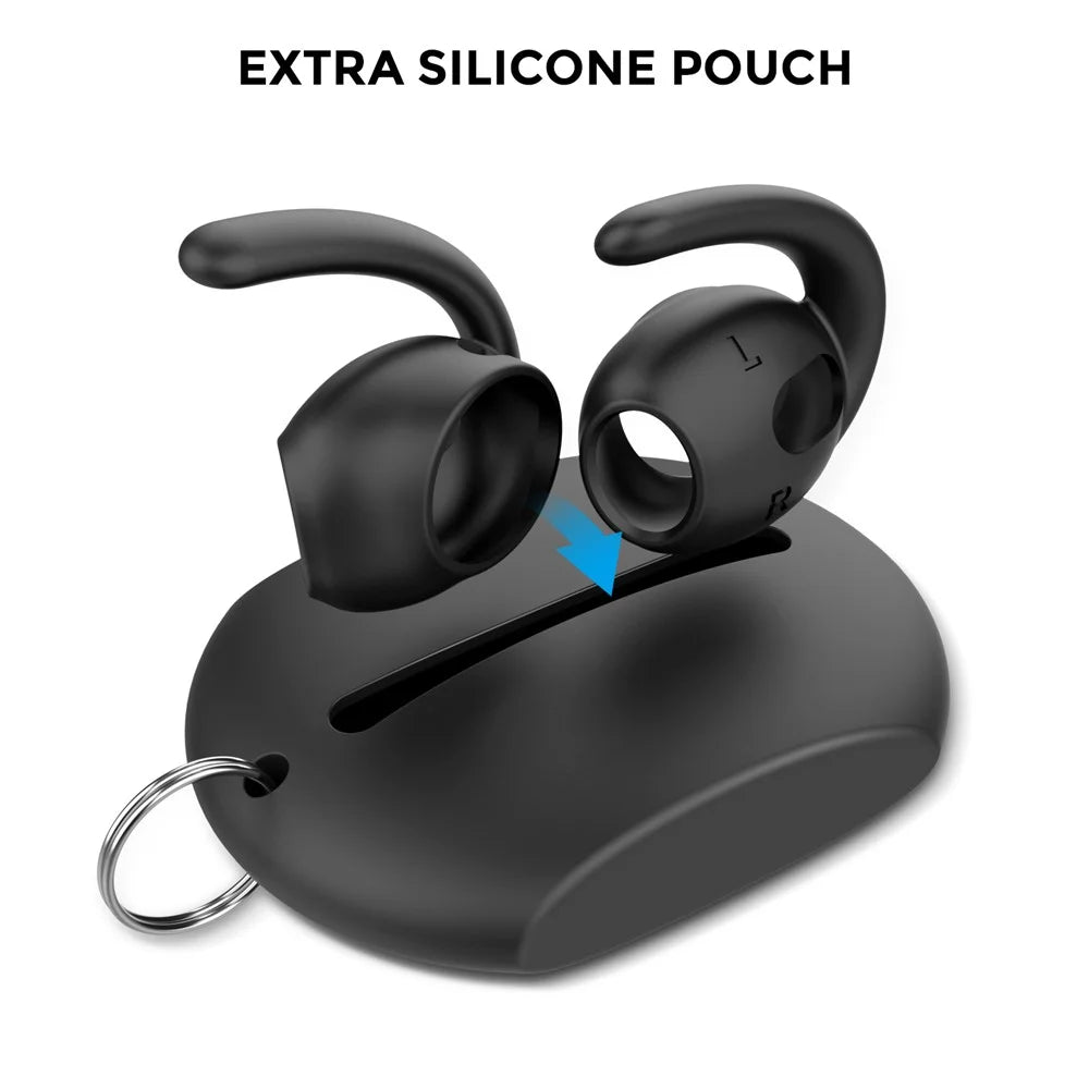 AHASTYLE PT60-3 3 Pairs S / M / L Size In-ear Earphone Eartips for Apple AirPods 3, Soft Silicone Anti-lost Earhook Earbuds Cover - Black - 4