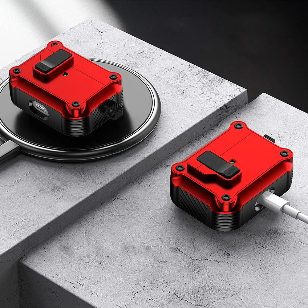 Compatible with Apple AirPods Pro Case TPU+PC Protector Bluetooth-compatible Earbuds Cover with Auto Lock - Red - 6