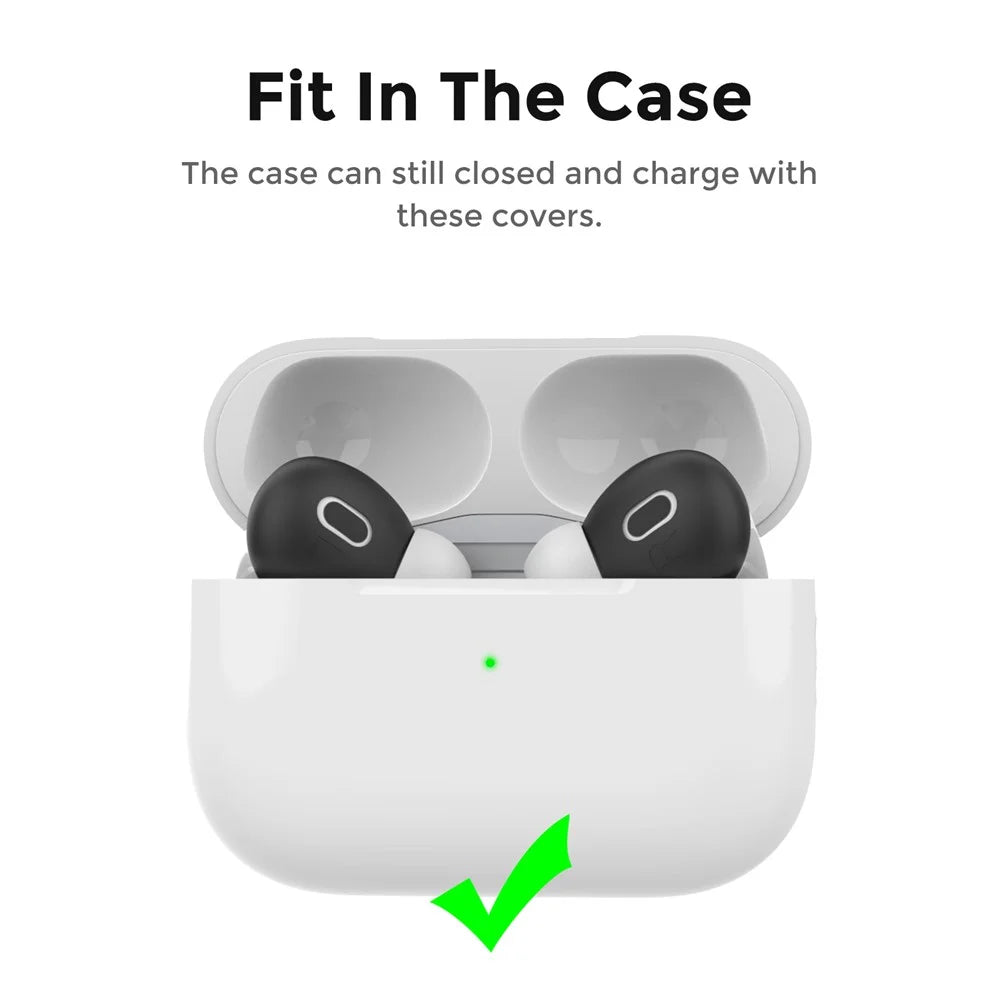 AHASTYLE PT76-PRO2 Ultra-Thin Ear Cover for AirPods Pro 2 Silicone Slim Ear Hooks 3 Pairs Lightweight Ear Tips - Black - 3