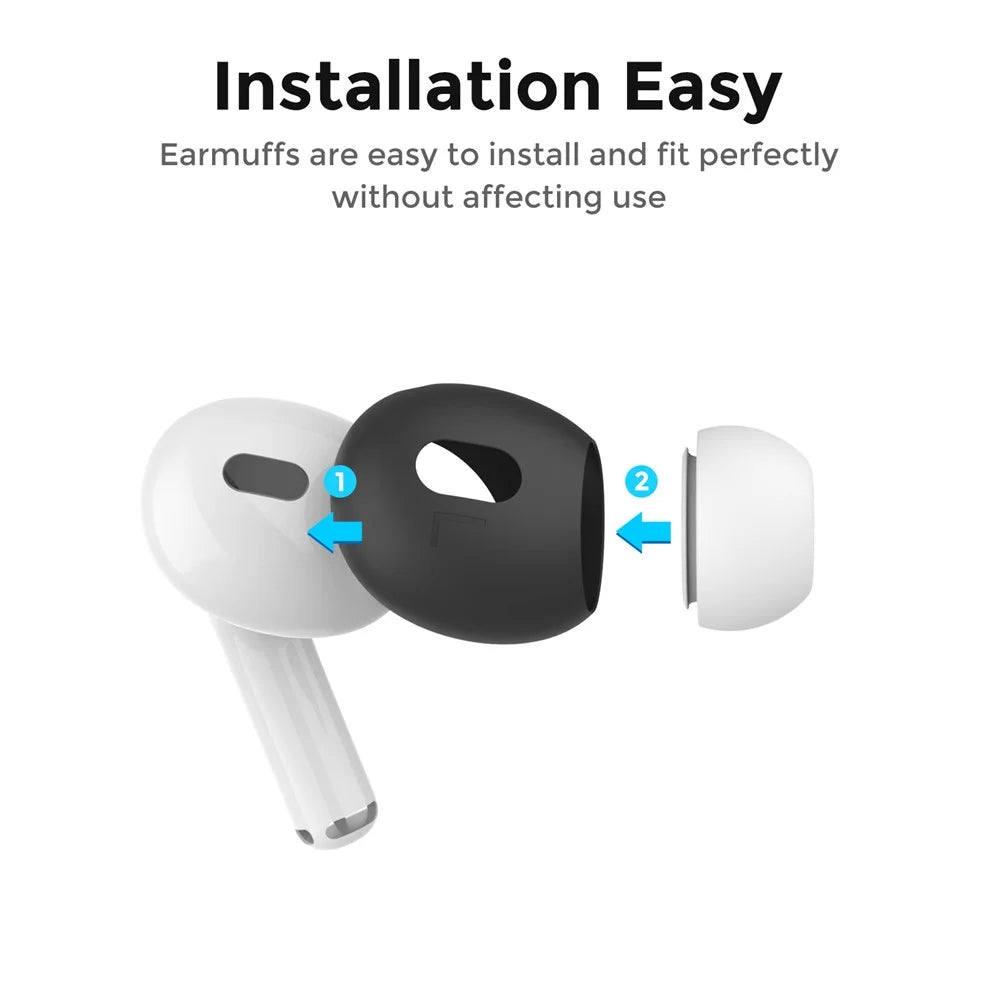 AHASTYLE PT76-PRO2 Ultra-Thin Ear Cover for AirPods Pro 2 Silicone Slim Ear Hooks 3 Pairs Lightweight Ear Tips - Black - 4