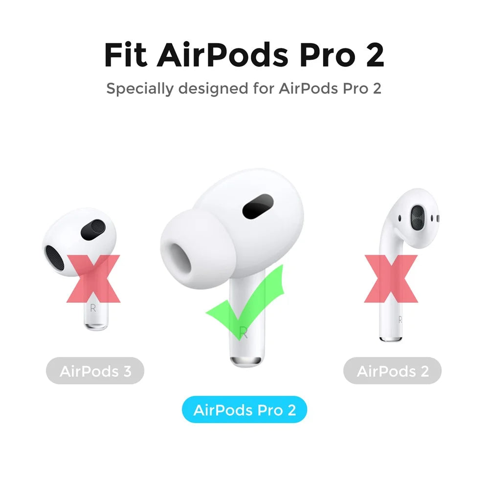 AHASTYLE PT76-PRO2 Ultra-Thin Ear Cover for AirPods Pro 2 Silicone Slim Ear Hooks 3 Pairs Lightweight Ear Tips - Black - 5