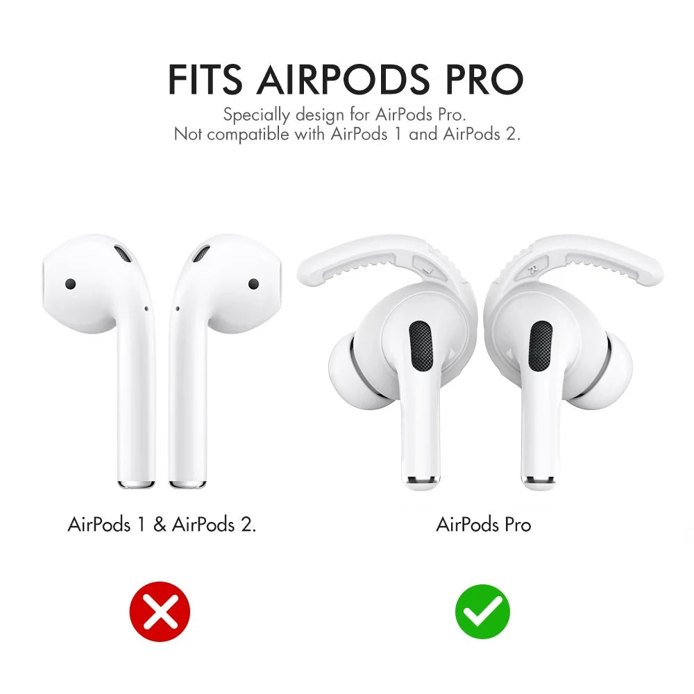 AHASTYLE PT-100 Silicone Ear Cover for Apple AirPods Pro Anti-Skid Ear Hooks 1 Pair Anti-Lost Ear Tips - White / S - 2