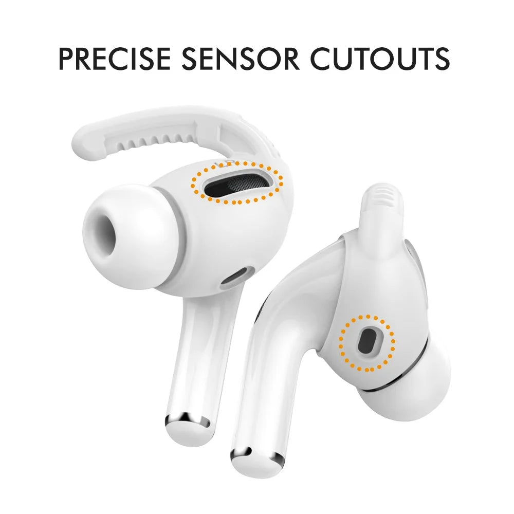 AHASTYLE PT-100 Silicone Ear Cover for Apple AirPods Pro Anti-Skid Ear Hooks 1 Pair Anti-Lost Ear Tips - White / S - 5