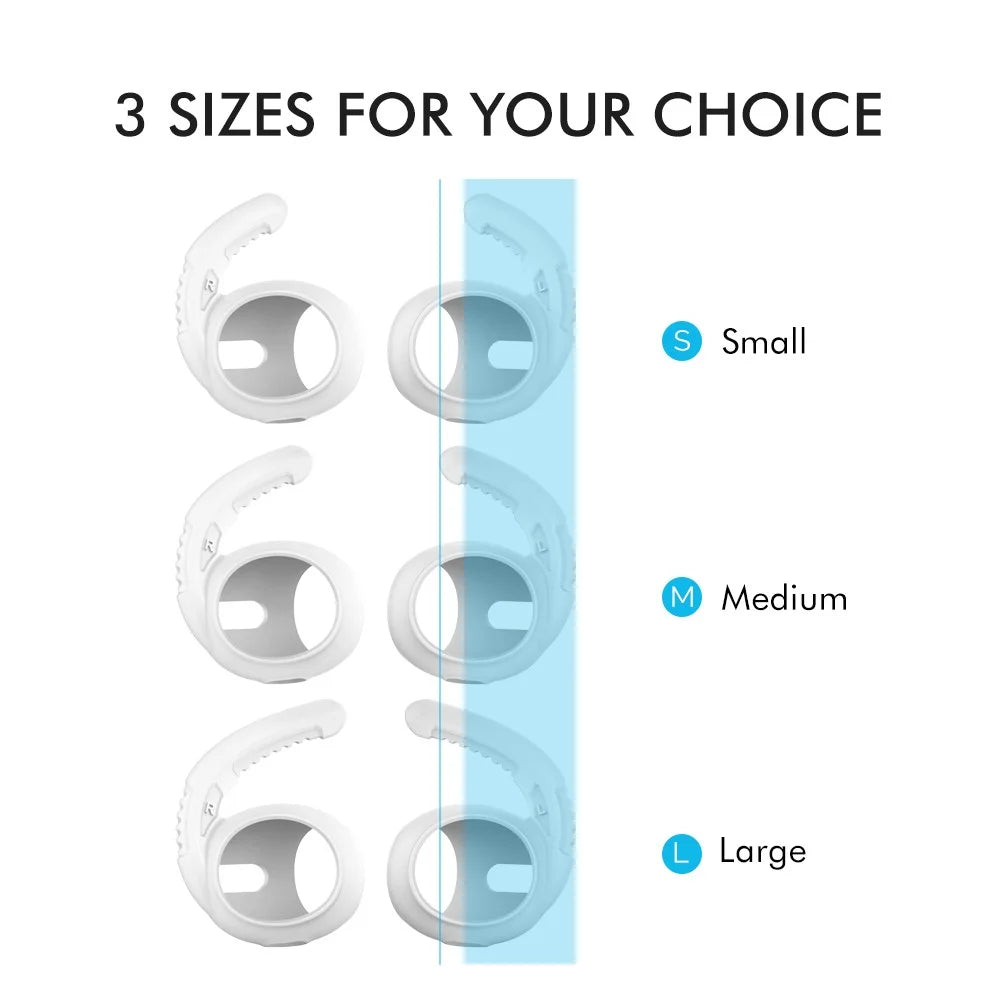 AHASTYLE PT-100 Silicone Ear Cover for Apple AirPods Pro Anti-Skid Ear Hooks 1 Pair Anti-Lost Ear Tips - White / S - 7