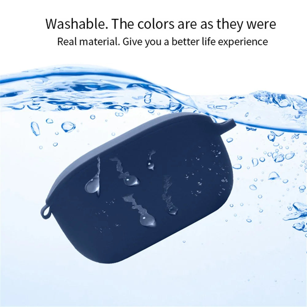 For JBL WAVE 100TWS Portable Bluetooth-compatible Earphone Silicone Case Earbud Protective Cover with Anti-loss Buckle - Dark Blue - 2