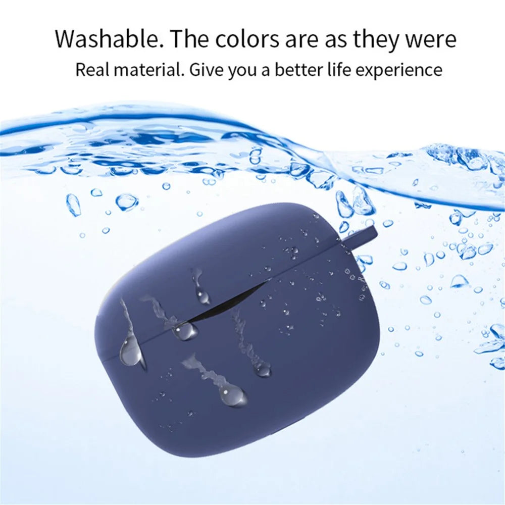 For SoundPEATS Air3 Pro Dust-proof Bluetooth Earphone Silicone Case Earbud Protective Cover with Anti-loss Buckle - Dark Blue - 2