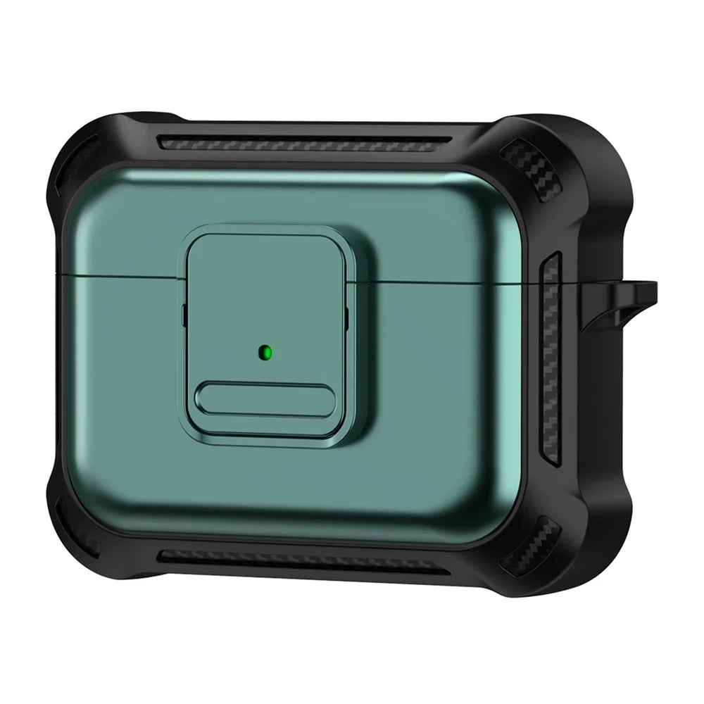For Apple AirPods Pro Stylish Earphone Protective Case TPU+PC Drop-proof Cover with Pressing Button - Green - 1