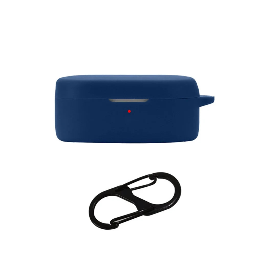 For OnePlus Buds Ace Protective Cover Anti-scratch Silicone Skin Bluetooth Earbuds Case with Anti-Loss Buckle - Dark Blue - 1