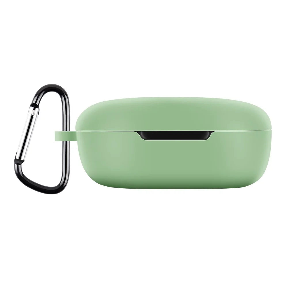 For Redmi Buds 4 Lite Anti-drop Silicone Case Bluetooth-compatible Earphone Protective Cover with Anti-lost Buckle - Matcha Green - 1