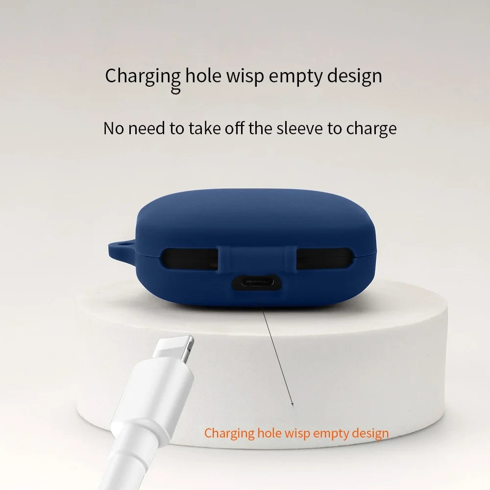 For OnePlus Buds Pro 2 Soft Silicone Bluetooth-compatible Earphones Case with Anti-lost Buckle - Dark Blue - 5