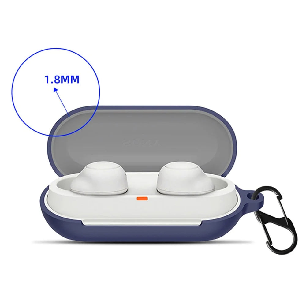 For Sony WF-C700N Silicone Cover Bluetooth-compatible Earphone Protective Case with Anti-lost Buckle - Dark Blue - 3