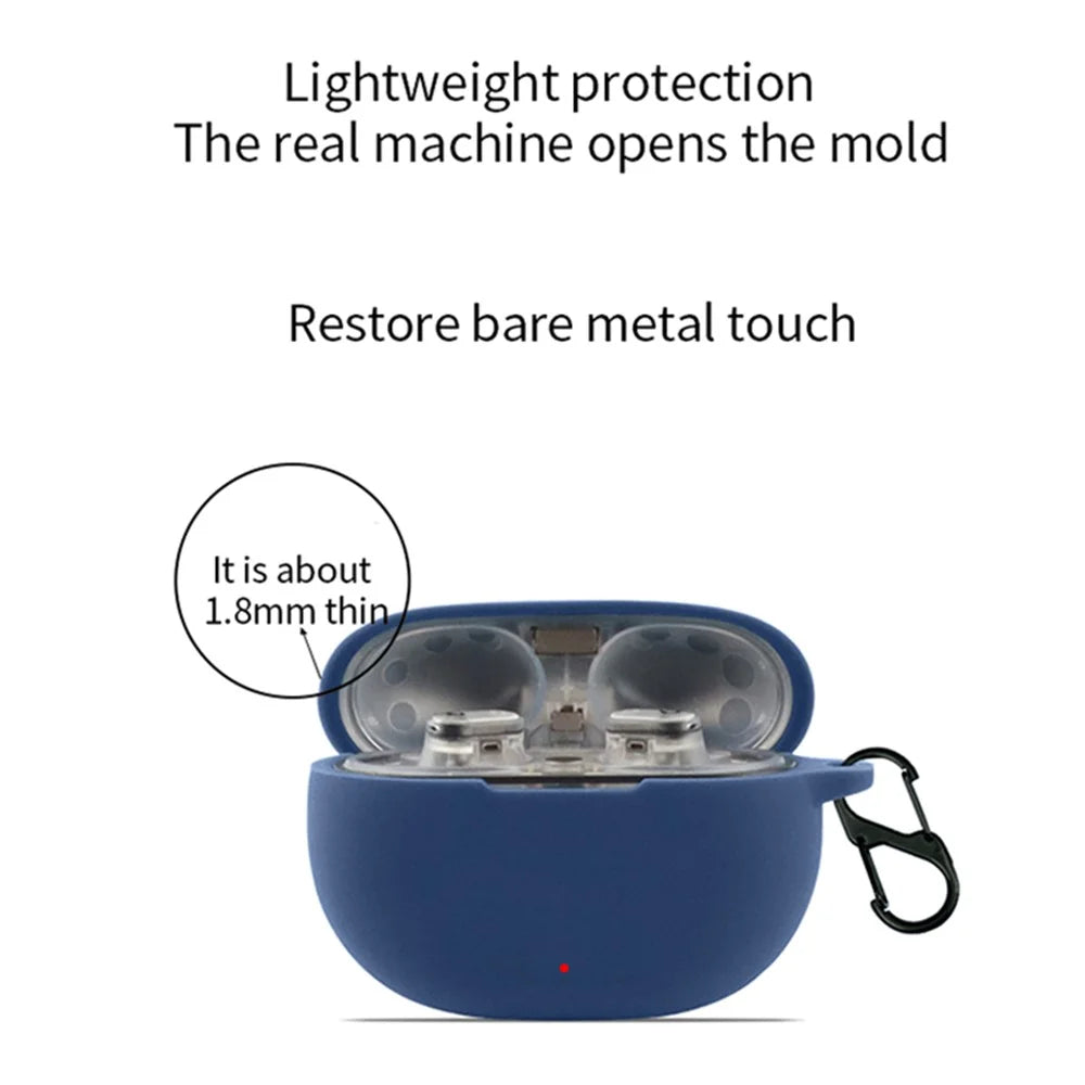 Silicone Case for Beats Studio Buds+ Bluetooth-compatible Earphone, Anti-drop Earbud Cover with Hanging Buckle - Dark Blue - 3