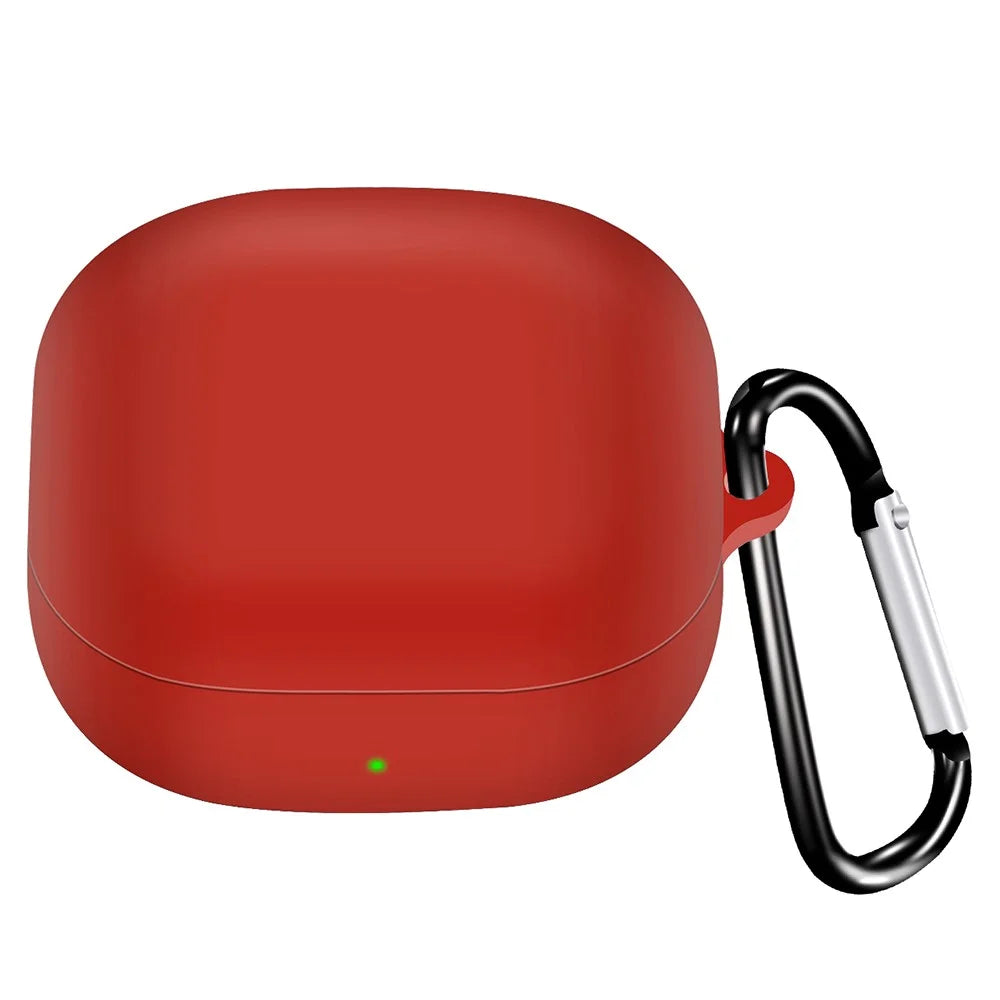 For Samsung Galaxy Buds2 Pro / Buds 2 / Live / Pro Silicone Cover Bluetooth-compatible Earphone Anti-drop Case with Anti-lost Buckle - Red - 1