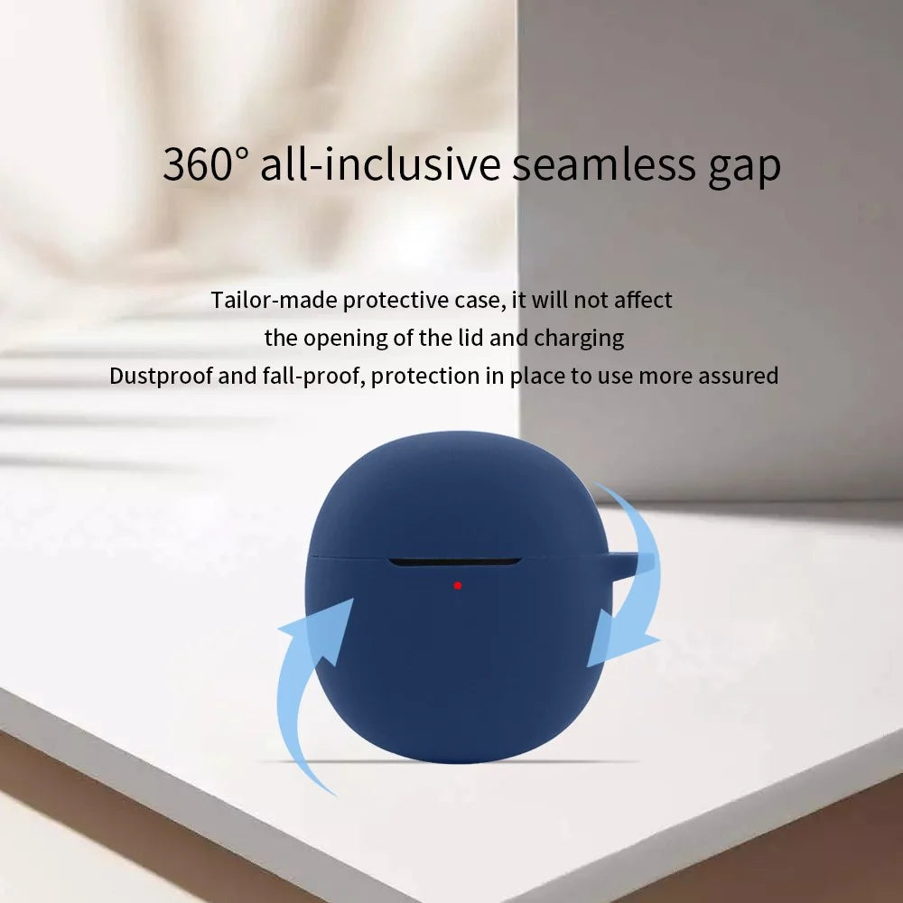 For vivo TWS Air Pro Earphone Silicone Protective Case Anti-drop Cover with Anti-lost Buckle - Dark Blue - 3