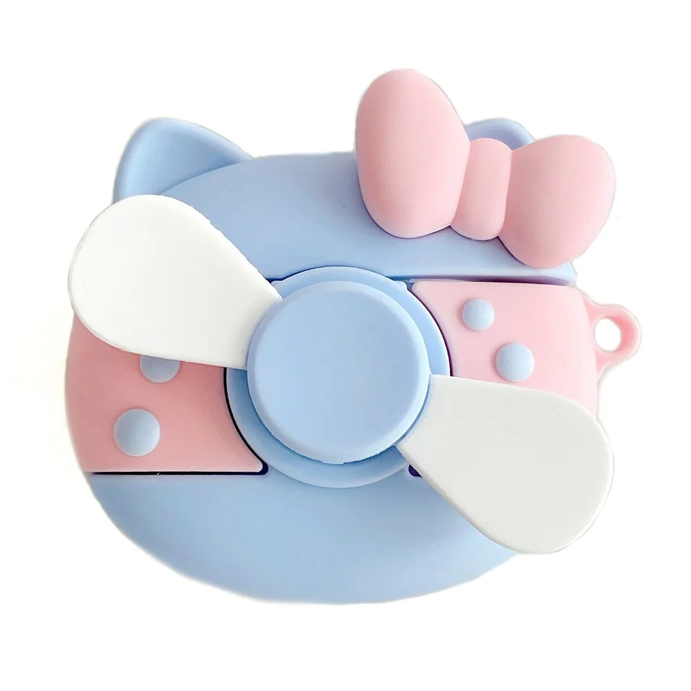 Earphones Case for Apple AirPods 3 , Rotary Fan Design Bluetooth-compatible Earbud Silicone Cover with Carabiner - 1
