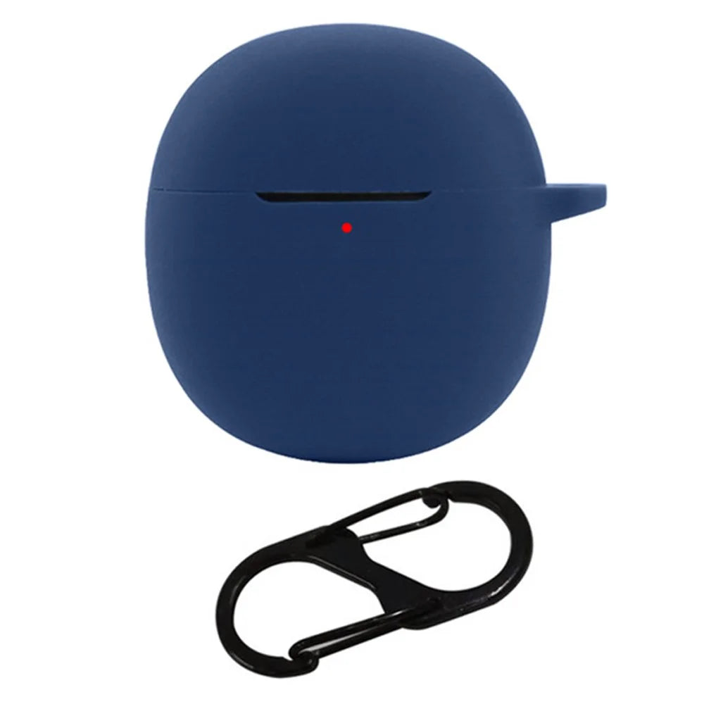 For iQOO TWS Air Pro Bluetooth-compatible Earphone Silicone Case Charging Bin Sleeve Cover with Buckle - Dark Blue - 1