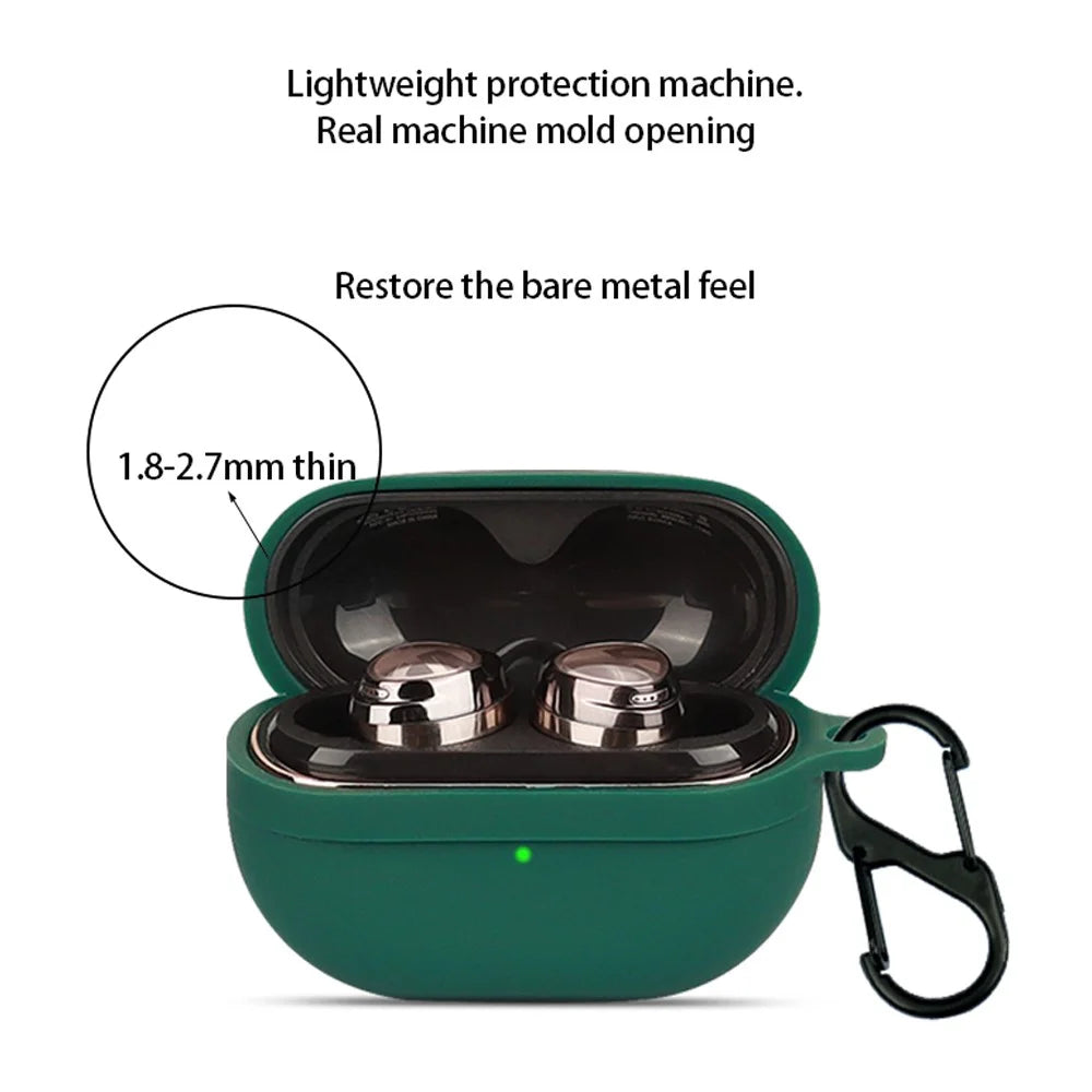 For SoundPEATS Opera03 Bluetooth-compatible Earphone Silicone Case Charging Bin Protective Sleeve with Buckle - Blackish Green - 5