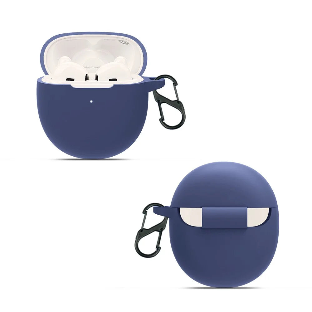 For OPPO Enco R Bluetooth-compatible Earphone Silicone Cover Anti-drop Protective Case with Buckle - Dark Blue - 2