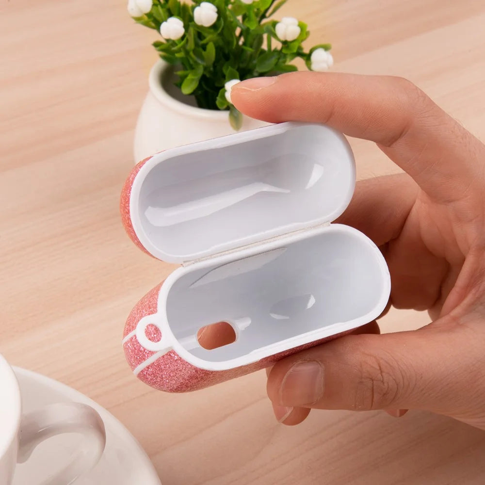 For Apple AirPods with Charging Case (2016) / (2019) / AirPods with Wireless Charging Case (2019) Glitter TPU+PU Case Earbuds Cover - Gold - 2